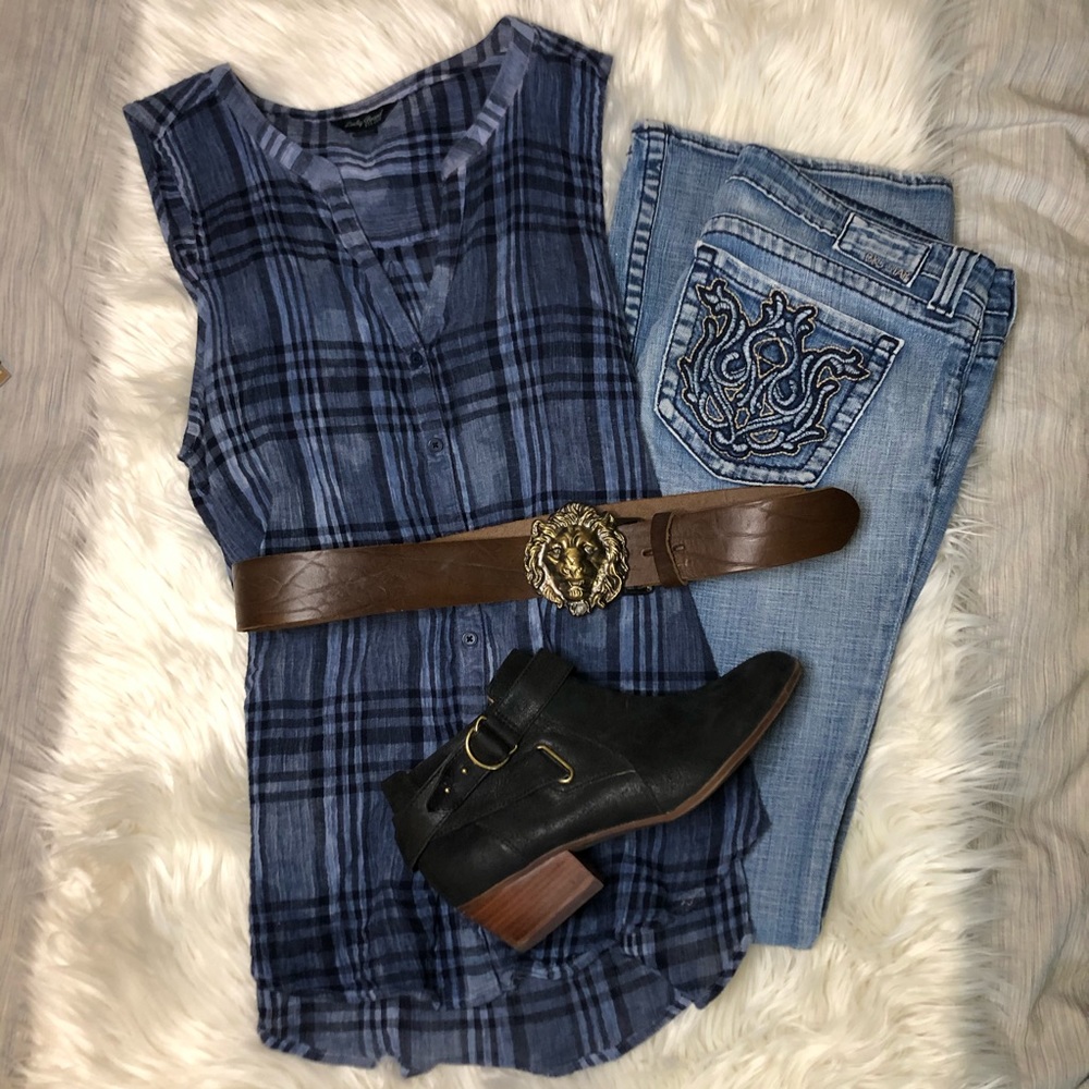 Lucky Brand Sleeveless Button Up Top XL